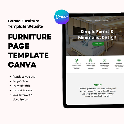 Canva Furniture Template Website canva canva landing page canva web furnitere canva website design furniture website template website template