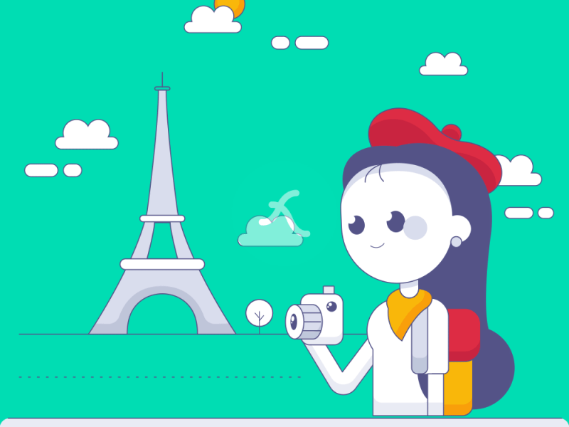 Travelling paris Lottie JSON animation apps gif html5 loading lottie lottiefilestore paris preloader traveling webpage