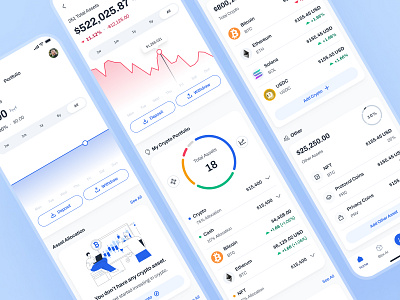 blockfy: AI Crypto Investing & Trading App - Portfolio Dashboard ai crypto assistant blockchain app blue clean crypto exchange app crypto investing app crypto portfolio crypto trading app crypto trend ui crypto ui kit crypto wallet app defi mobile app figma ui kit finance app finance ui kit minimal modern portfolio dashboard soft web3 mobile app