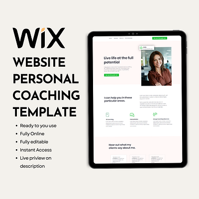 Wix Website Personal Coaching Template coaching website design template website template wix wix landing page wix template wix website