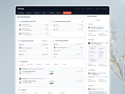 CRMone: All-in-One Activity Dashboard activitytimeline clean crm crm product crmdesign crmone customermanagement dashboard dashboarddesign figma minimal uidesign uiux uxdesign webapp