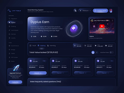 DYP - Crypto Dashboard analytics animation bitcoin chart crypto dashboard crypto wallet cryptocurrency darkmode earning ethereum financial investment app platform stats trade trading