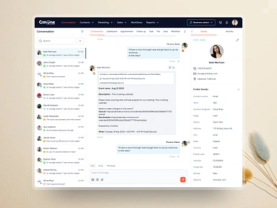 CRMone: Smart Conversations clean conversationdesign crmone crmtools customercommunication design figma minimal uidesign uiux uxdesign