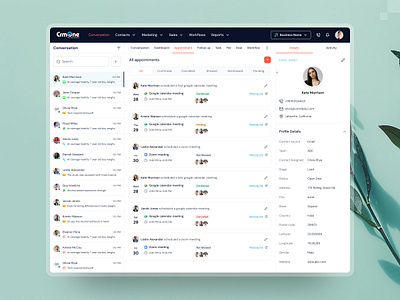 CRMone: Effortless Appointment Management appointmentmanagement calendarintegration clean crmtools customerengagement design leadmanagement minimal productivitytools taskmanagement uidesign uiux uxdesign webappdesign