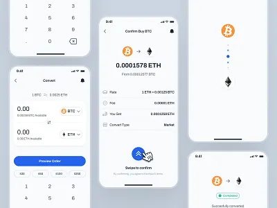 blockfy: AI Crypto Investing & Trading App - Convert Currency UI ai crypto assistant blockchain app blue clean convert crypto convert currency convert ui crypto investing app crypto roboadvisor crypto trading app crypto ui kit crypto wallet app figma ui kit finance app finance ui kit minimal modern soft transaction ui web3 mobile app