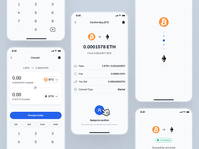 blockfy: AI Crypto Investing & Trading App - Convert Currency UI ai crypto assistant blockchain app blue clean convert crypto convert currency convert ui crypto investing app crypto roboadvisor crypto trading app crypto ui kit crypto wallet app figma ui kit finance app finance ui kit minimal modern soft transaction ui web3 mobile app