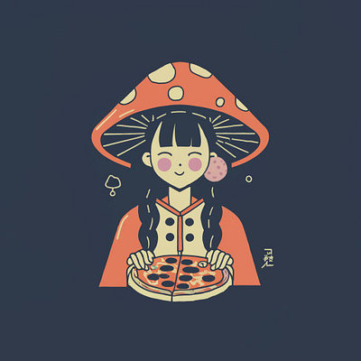 Mushroom girl illustration graphic design illustrations logo