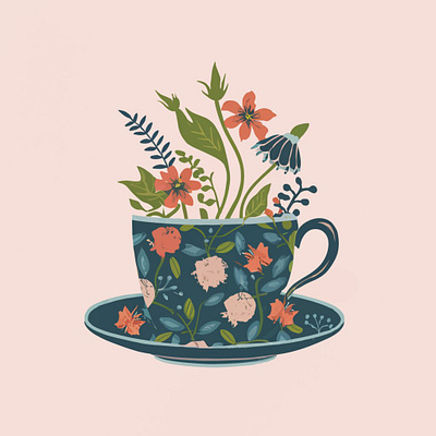 Floral tea illustration graphic design illustrations logo