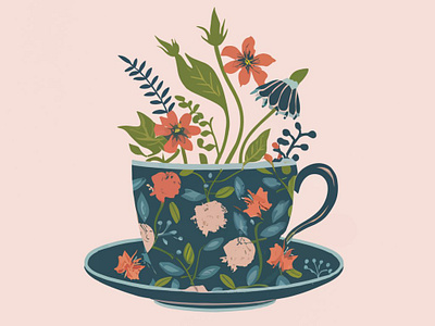 Floral tea illustration graphic design illustrations logo