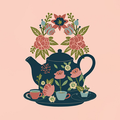 Floral tea illustration graphic design illustrations logo