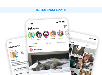 Instagram App Redesign - UI/UX app app design design designing figma flow instagram redesign revamp social media ui uiux ux