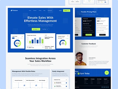 OSalesio - Saas Landing Page b2bdesign businesstools cleanui designinspiration landingpagedesign modernui productdesign saasdesign saasplatform saasui salesmanagement softwaresolution uiexploration uxdesign web webdesign website