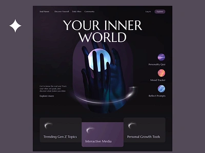 Soul haven web 3d creative design dark theme design greatdesign health luxury mental minimal personal psychology purple trend ui uiuxdesign ux webdesign young