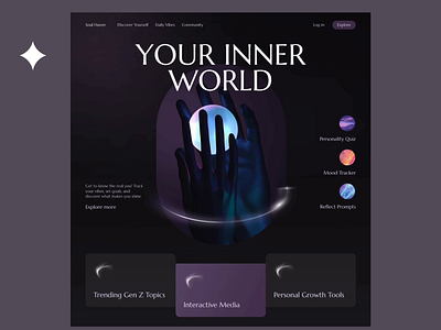 Soul haven web 3d creative design dark theme design greatdesign health luxury mental minimal personal psychology purple trend ui uiuxdesign ux webdesign young