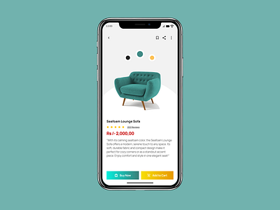 Daily UI Challenge # 60 - Detailed Product Card airbnb android branding daily challenge daily ui daily ui challenge 60 design figma figma design illustration iphone lounge sofa product card sofa ui uiux