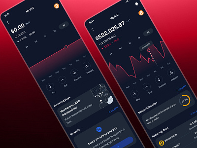 blockfy: AI Crypto Investing & Trading App - Portfolio Dashboard ai crypto assistant blockchain app clean crypto investing app crypto portfolio crypto roboadvisor crypto trading app crypto trend ui crypto ui kit crypto wallet app figma ui kit finance app finance ui kit gradient minimal modern portfolio dashboard red soft web3 mobile app