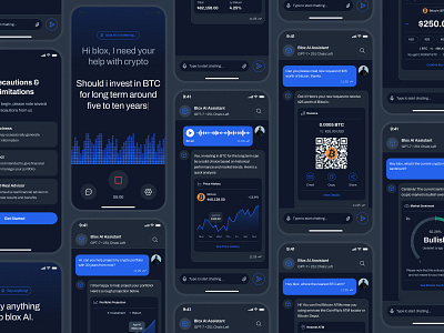 blockfy: AI Crypto Roboadvisor App - Smart Assistant UIUX ai crypto assistant blockchain app blue clean crypto assistant crypto chatbot crypto exchange app crypto investing app crypto roboadvisor crypto trading app crypto trend ui crypto ui kit crypto wallet app figma ui kit finance app finance ui kit minimal modern soft web3 mobile app