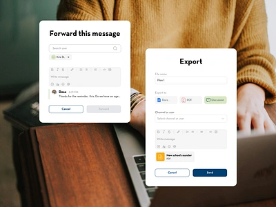 AI Tools for Efficient Education Management | Modals ai app branding concept dailyui design education export export files export modal export pop up forward message illustration inspiration modals pop up studying teaching ui