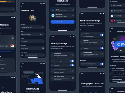 blockfy: AI Crypto Investing & Trading App - Account Setting UI account setting ai crypto assistant blockchain app blue clean crypto exchange app crypto investing app crypto trading app crypto ui kit crypto wallet app figma ui kit finance app finance ui kit minimal modern profile setting setting setting ui soft web3 mobile app