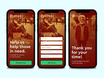 Volunteer mobile sign up flow mobile app design mobile web ui user interface design visual design