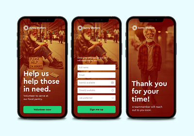 Volunteer mobile sign up flow mobile app design mobile web ui user interface design visual design
