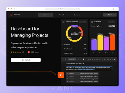 ARBOARD - SaaS Website admin agenda ai app dark dashboard design document finance fintech freelancer landing page platform saas services ui ui design ux ux design website