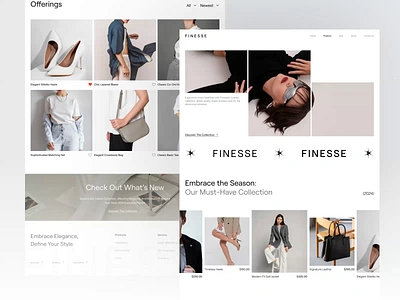 Finesse - Fashion Ecommerce animation b2c buy cart clean ecommerce fashion fashion brand item list marketplace online shop saas sell shop shopping shopping app startup ui ux website