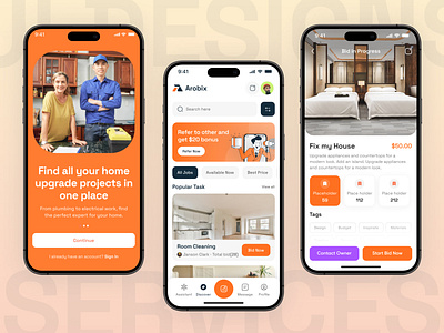 Home Services App Concept app app design app home service cleaning services home care home services house chores housing service minimal design mobile app mobile application mobile service on demand app repairing services service service app service provider services marketplace ui ux