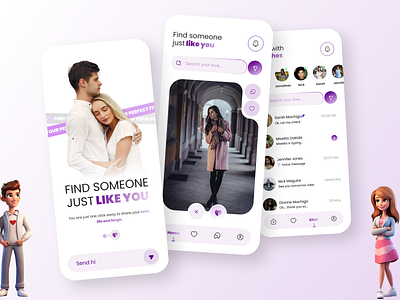 Dating App - Mobile App Design app design app interaction bumble dating dating app dating app design dating app ui dating mobile app dating ui happn hinge lgbt match match finder mobile app design mobile ui neubrutalism okcupid social media tinder