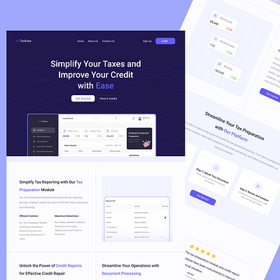 Tax Ease - Saas Tax Management system branding fintech illustration landing page logo ui we