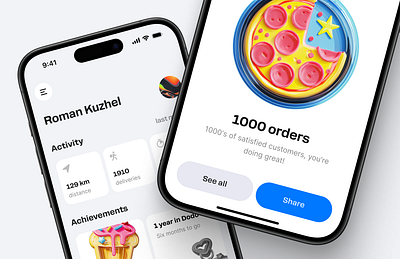 Delivery Driver's Achievement App with AI badges 3d achievements ai app badge ios midjourney ui ux