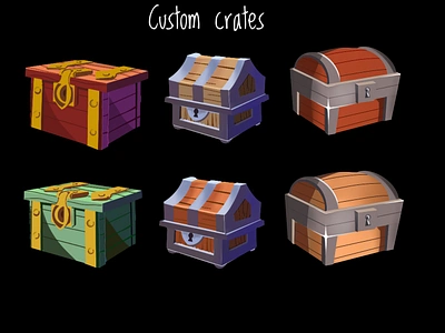 Different styled crates(treasure chests) art commission design digitalart digitalpainting graphic design icons illustration logo painting vector