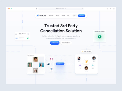 TrustLine - Hero Section ai animation artificial intelligence b2b clean dipa inhouse hero hero section landing page modern saas section secure simple startup ui ui design ux web design website