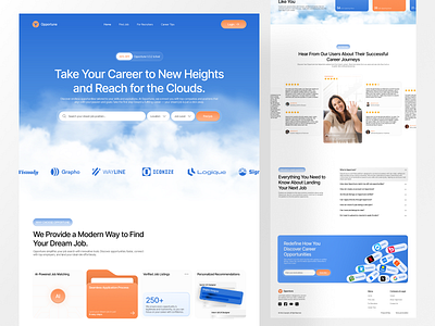 Opportune - Job Finder Landing Page career career finder clean design design job finder landing page one page ui uidesign uiux ux website work work finder