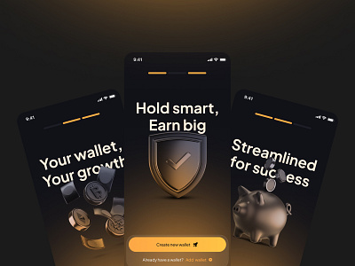 Onboarding screens | Crypto Wallet App banking bitcoin blockchain crypto cryptocurrency ethereum mobile app onboarding transaction wallet wallet app