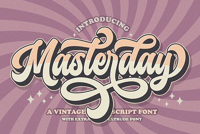 Retro Masterday Vintage Font 70s font alternate font apparel font classic font clothing font extrude font groovy font hippie font hoodie font lettering font logotype men font old font poster font retro font retro masterday vintage font shadow font signature fonts urban font vintage font