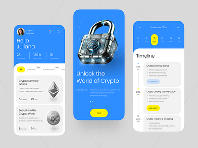 AI-Powered Learning App for Crypto & Blockchain ai powered app apps artificial intellegence bitcoin blockchain branding clean crypto cryptocurrency design graphic design illustration learning modern simple ui usdt ux website