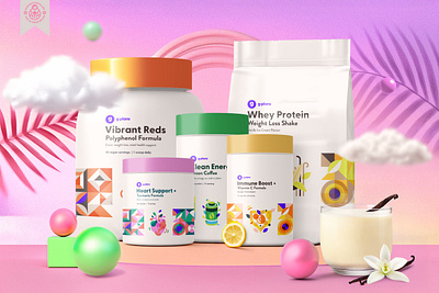 Health Supplement Illustrations for G Plans Packaging Design ai brand branding geometric graphic design identity illustration mosaic style packaging design pattern product scene vector illustration