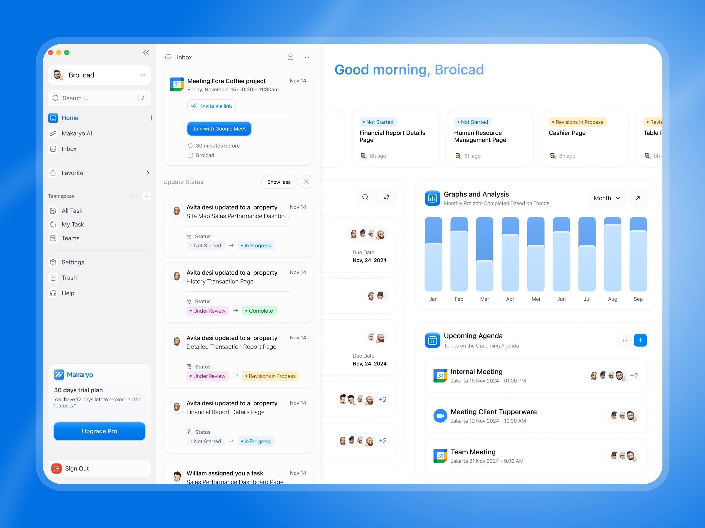 Makaryo - Team Management Home Page productifity projectmanagement task task management team managing timetracking uiux workflow