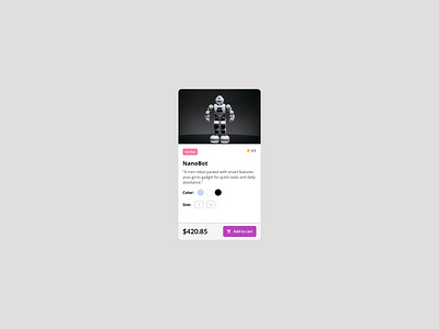 Daily UI Challenge # 64 - A Product Card Screen android assistance branding daily challenge daily ui daily ui challenge 64 design figma figma design gadgets illustration iphone nano bot product card robot ui uiux