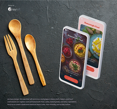 This mobile app has ben designed by Ansysoft adobephotoshop baked goods bakers chefs dedicated develop enthusiasts homemade locally rooted marketplace mobileapp register user friendly