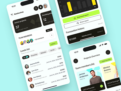 RelationHub - Mobile App for SaaS app design application design business design interface ios app design managment mobile app product saas service startup technology ui uiux ux