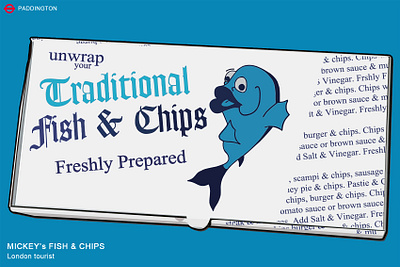 Fish & Chips Box chips cod englandfood fishandchips fishillust food foodbox graphic design illustration london londonstreetfood lunch mickeysfishandchips