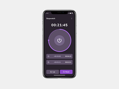 Daily UI Challenge # 71 - Stopwatch ⏱ android branding daily challenge daily ui daily ui challenge 71 design figma figma design illustration iphone lap loop reset stopwatch ui uiux