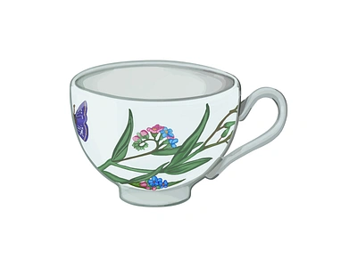 flower tea cup botanicgarden ceramic flowerteacup garden graphic design illustration plants tea teacup teaforone teaillust teatime