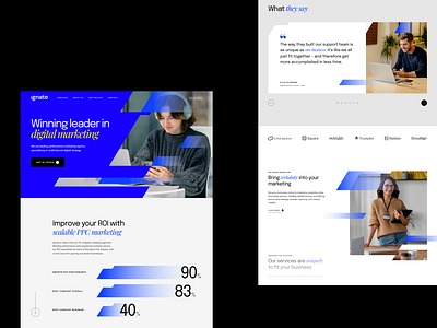 Ignate - Digital Marketing Landing Page agency clean desktop hero section landing page layout marketing shapes templates testimonials typography website whitespace