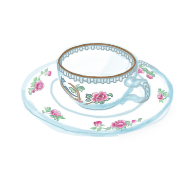 Antique flower teacup antiqueteacup graphic design illustration tea teacup teaforone teaillust teatime vintagetea