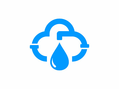 Cloud Droplet and Pipeline Logo cloud droplet icon logo mark pipe pipeline plumber plumbing sky symbol water waterdrop