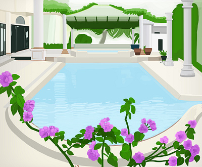 Summer pool 1 exoticresort graphic design holiday illustration island pool summerisland summerpool vacation