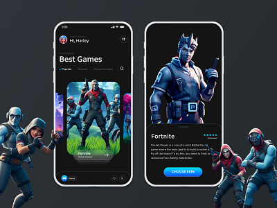 Gaming Store character fortnite game game store minimal mobile app ui